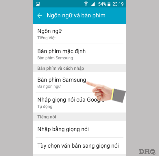 Chọn bàn phím Samsung
